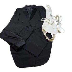 After Six Mens Formal Wear Tuxedo Tailcoat Pants Vest Suspenders 42R‎